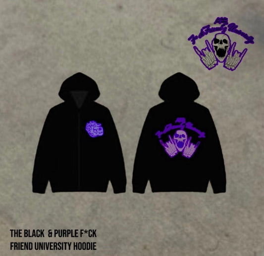 Black & Purple F*ck Friend’s University Zip Up