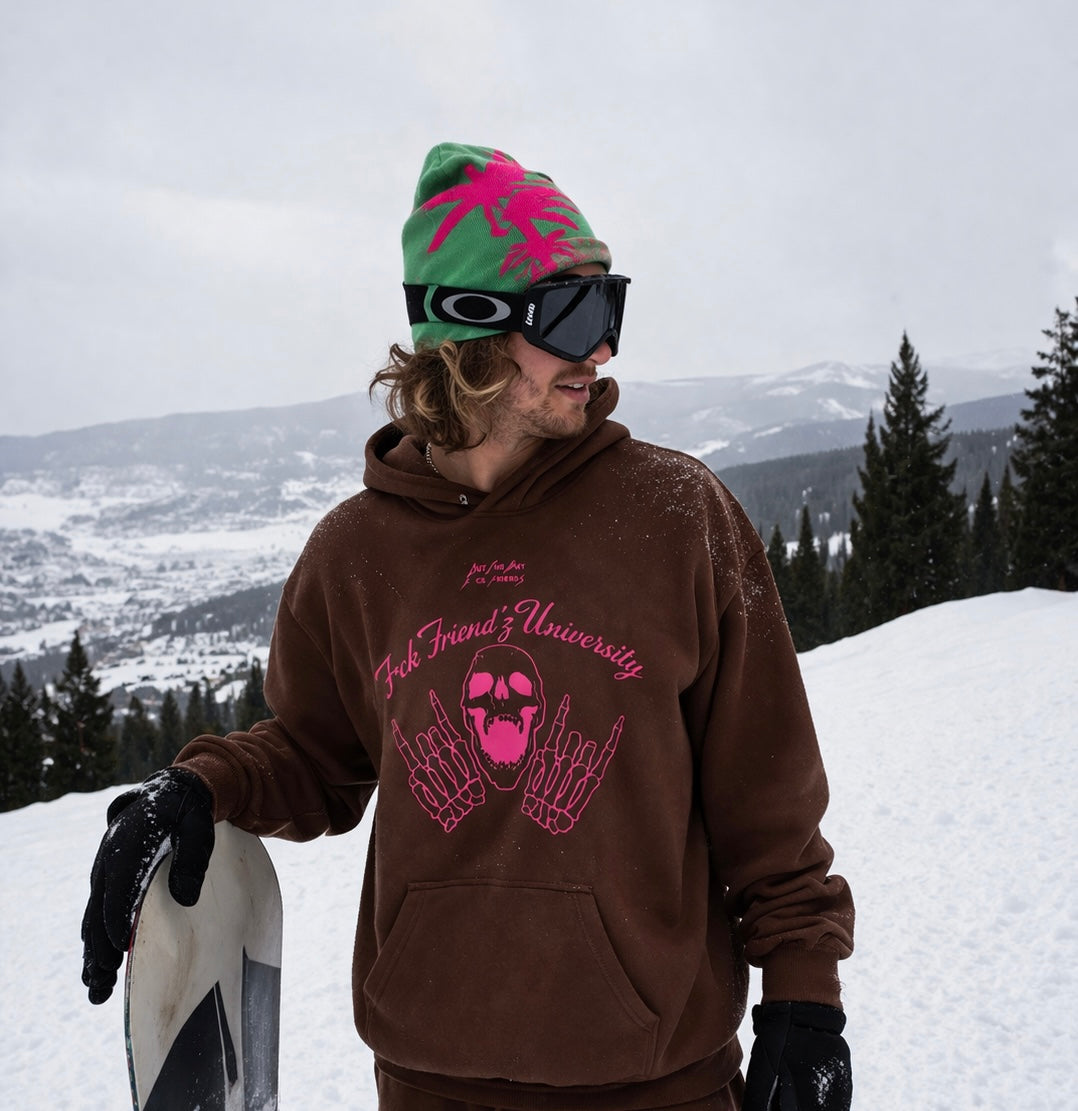 No Friends In Paradise Set — Earth Brown | Neon Pink