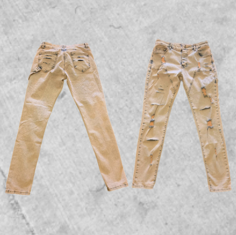 Customized Distressed Ripped Pink Acid Wash’d Skinnies